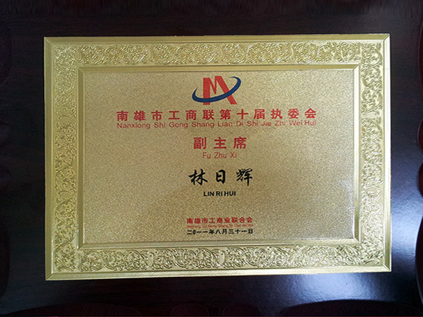 Vice Chairman of the 10th Executive Committee of Nanxiong City Federation of Industry and Commerce